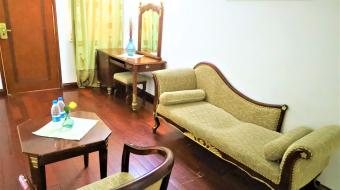 a room with a couch and a table